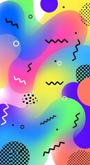 Fototapeta premium Vibrant abstract flowing shapes with playful geometric elements create dynamic modern design background