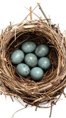 Obraz premium Nest with pale blue eggs