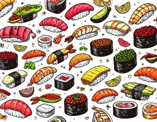 Colorful sushi illustration (3)