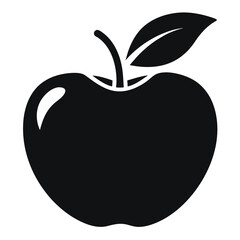 Symmetrical Apple Silhouette Symbolizing Healthy Eating and Natural Food Source Freshness, A Simple Black and White Design with Leaf and Stem