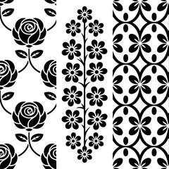 Seamless Floral & Geometric Pattern SVG Bundle – Rose, Petals & Retro Circles"