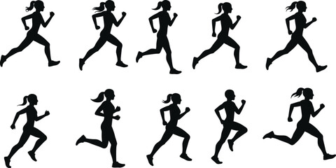 a series of silhouettes showing different running poses