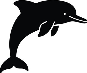 amazon river dolphin animal icon in bold black silhouette with curved body and long beak isolated on white background