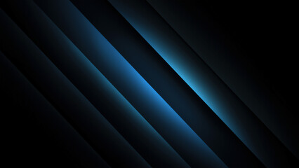 Abstract dark background with diagonal glowing blue lines, modern futuristic design ideal for technology, wallpaper, or digital graphic projects.