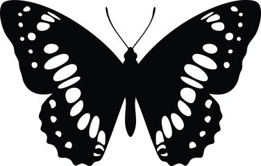 admiral butterfly insect icon in elegant vector silhouette with detailed wing patterns isolated on white background