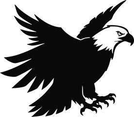 african fish eagle bird icon in bold vector silhouette with brown white and black feathers isolated on white backgroun