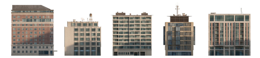 Modern building facades for architectural background isolated png on a transparent background premium cutout