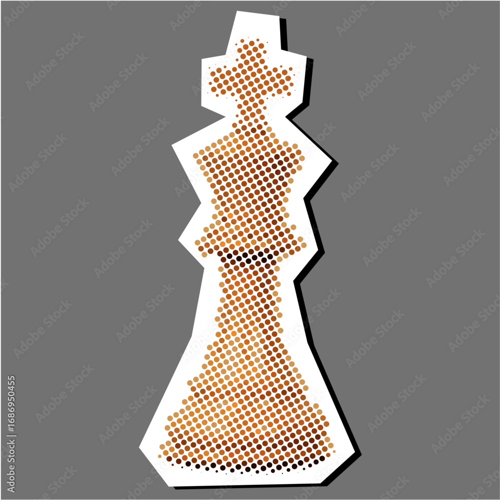 Poster king chess halftone dotted collage element pointillize in paper torn vector for conceptual design, p
