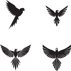 Obraz premium Abstract black parrot emblem silhouette collection geometric design elements for branding and art silhouette