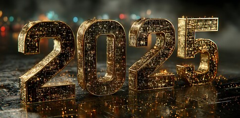 Stunning 2025 numbers with gold circuit design