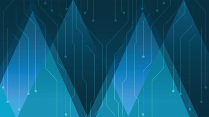 Modern abstract background featuring blue geometric shapes and digital circuit line patterns, perfect for technology projects, innovation themes, business, and digital design.