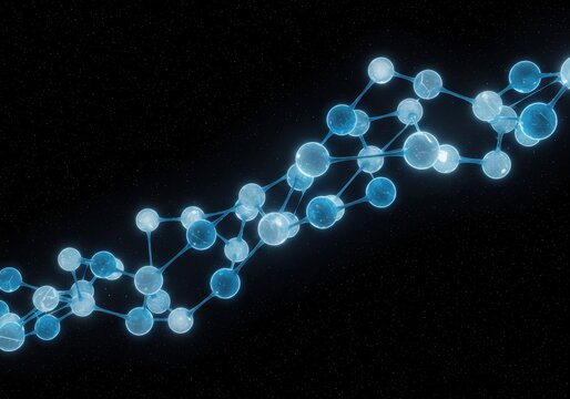 Abstract digital network of glowing blue and green nodes connected by lines - Powered by Adobe