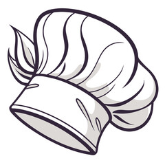 Chef's Hat Cartoon Illustration Symbolizing Culinary Expertise Professional Kitchen Headwear and Food Preparation