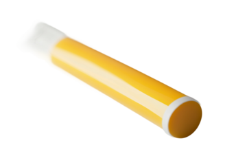 Glue stick actively spreading adhesive in realistic close up isolated on transparent background