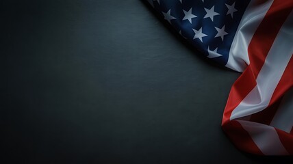 Photo of american flag detail on a dark surface, evoking a sense of history and national heritage