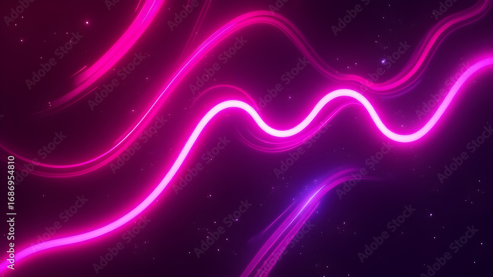 Poster abstract purple and pink light waves create a glowing background design with bright lines and flowin