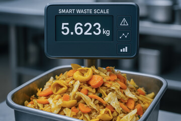 Food waste processing in industry is measured precisely with smart waste scale to improve efficiency and reduce environmental impact