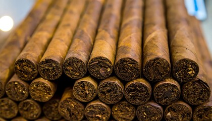 Close-up of stacked cigars