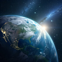 Obraz premium Planet Earth Over Starfield