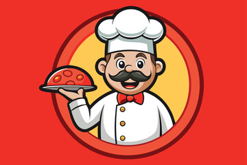 Delightful Pizza Chef Illustration A Whimsical Mascot Ready to Serve Fresh and Delicious Pizza with a Smile and Enthusiasm