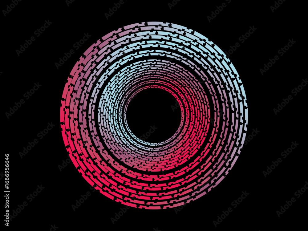 Fototapete vector background of rotating ellipse 3d shapes, consisting of futuristic circle pattern and wavy li