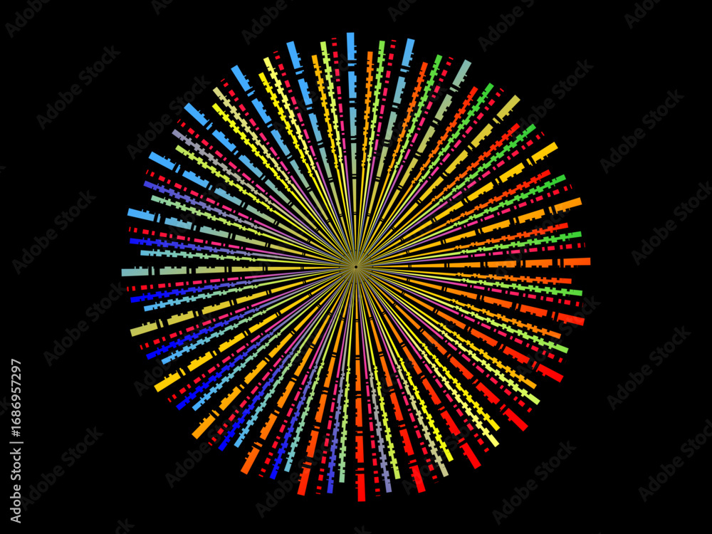 Fototapete vector background of rotating ellipse 3d shapes, consisting of futuristic circle pattern and wavy li