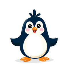 Fun cartoon penguin character illustration flat design no background