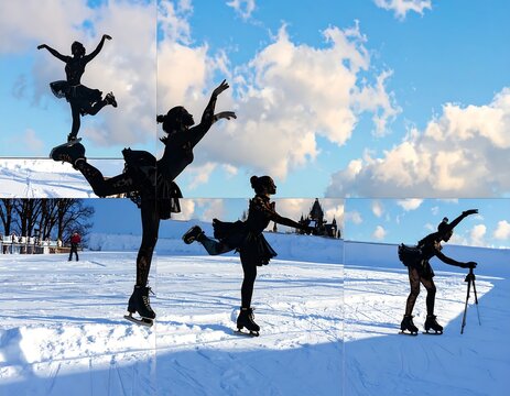 Figure Skater Silhouette on Snow