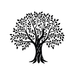 Majestic Silhouette Awe Inspiring Tree with Deep Roots and Lush Foliage Symbolizing Strength Growth and Interconnectedness in Natural World