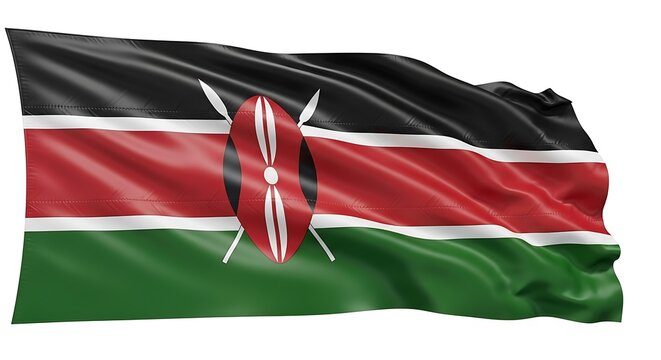 Kenya Flag Waving with White Background.