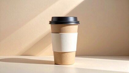 Modern mockup of reusable eco coffee cup with blank label,