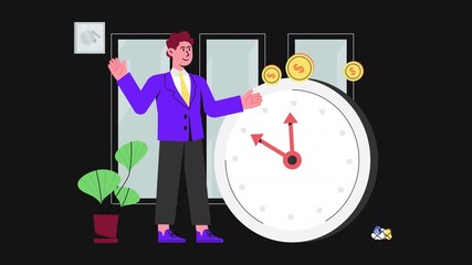 Time Is Money 2D Motion Graphics Animation Alpha channel - Powered by Adobe