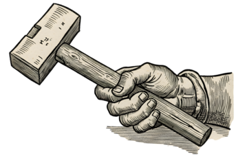 Vintage Engraving Illustration Of A Hand Holding A Wooden Hammer With Transparent Background