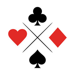 Playing Card Suits Isolated on White Background in Graphic Style