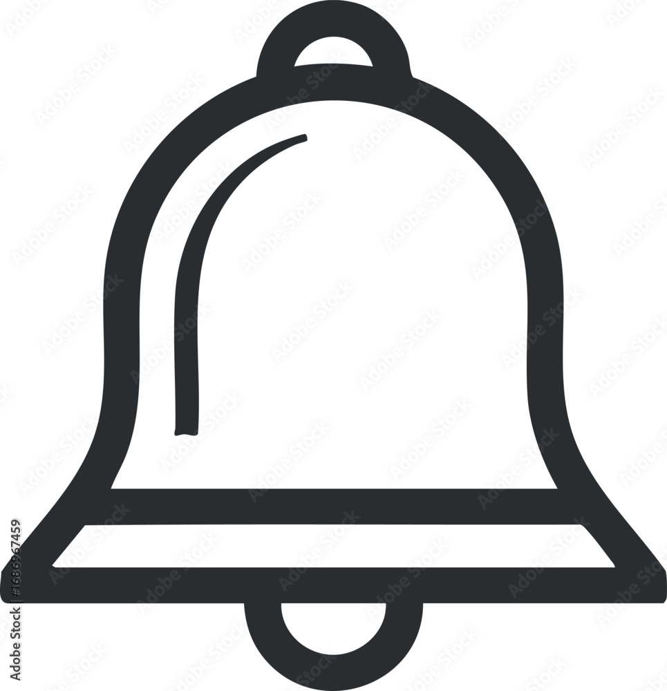 Poster black outline icon of a bell symbolizing notification alert or reminder in digital interfaces