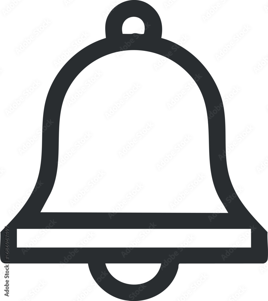 Poster simple black bell icon representing notification alert and reminder signal on digital devices