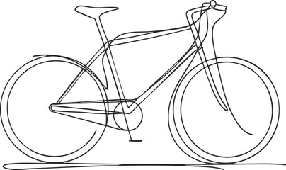 Minimalist continuous line drawing of a bicycle symbolizing cycling and eco friendly transportation