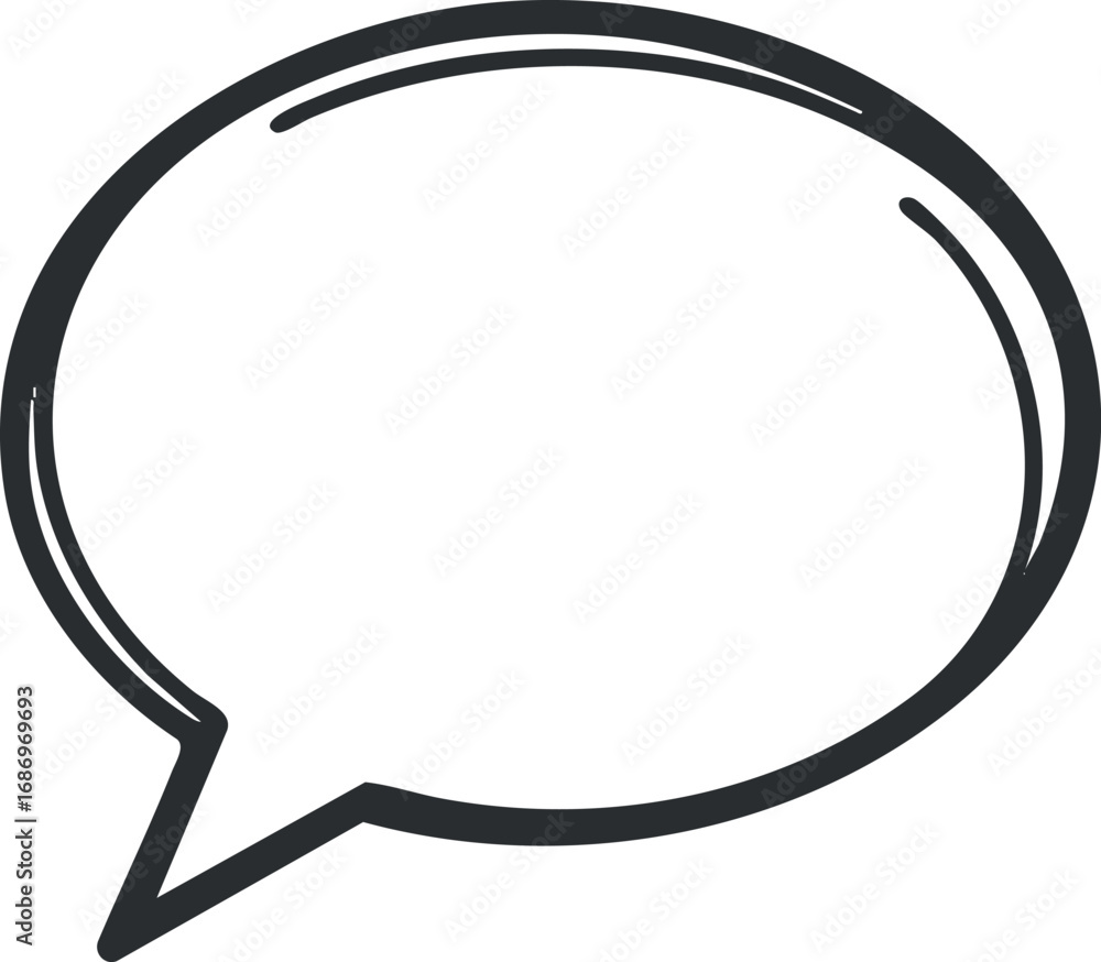 Poster simple black and white speech bubble icon with double outline for text or dialogue