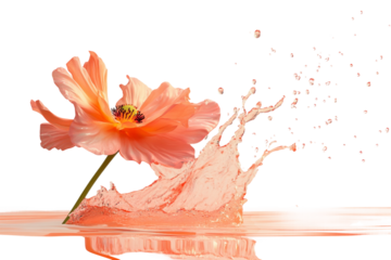 Flower fading into fragments in surreal style isolated on transparent background