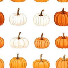 pumpkin seamless pattern autumn background illustration