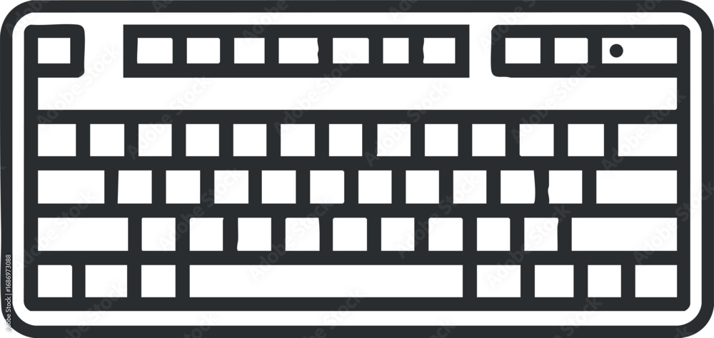 Poster black and white line drawing of a computer keyboard showing keys for typing and input