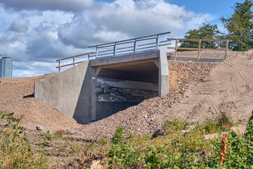 Concrete underpass for pedestrian and bicycle traffic in new Halmstad infrastructure project