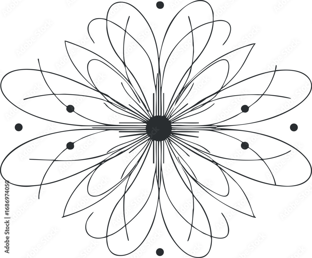 Aufkleber abstract geometric flower design with symmetrical line art and decorative circular patterns