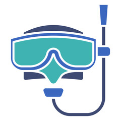 Simple Flat Design Dive Mask Snorkel Underwater Activity Equipment Icon