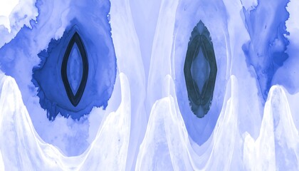 Abstract, ethereal, fluid shapes in muted blues and whites