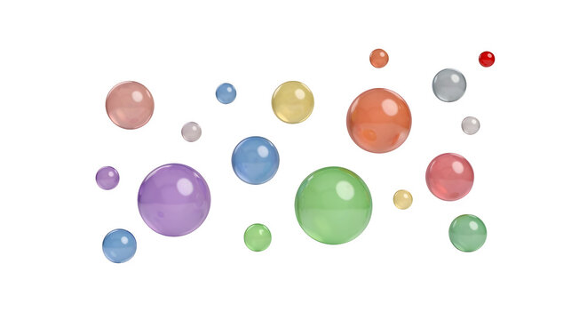 3D bubble chart with small and large spheres, isolated on white background