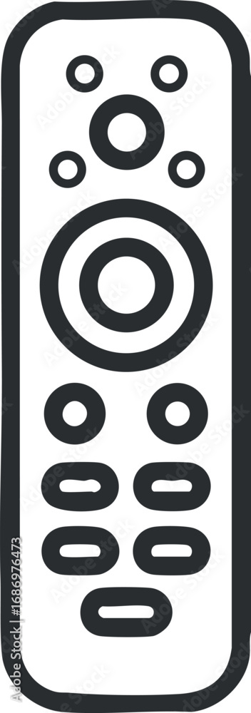 Poster black and white remote control icon with buttons for electronic device operation and navigation