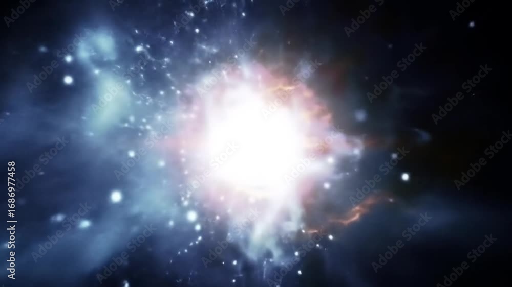 Wall mural a brilliant cosmic explosion of light and energy in deep space, visualizing the birth of a new galax