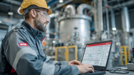 Worker Using Digital Tool for Commissioning in Industrial Setting