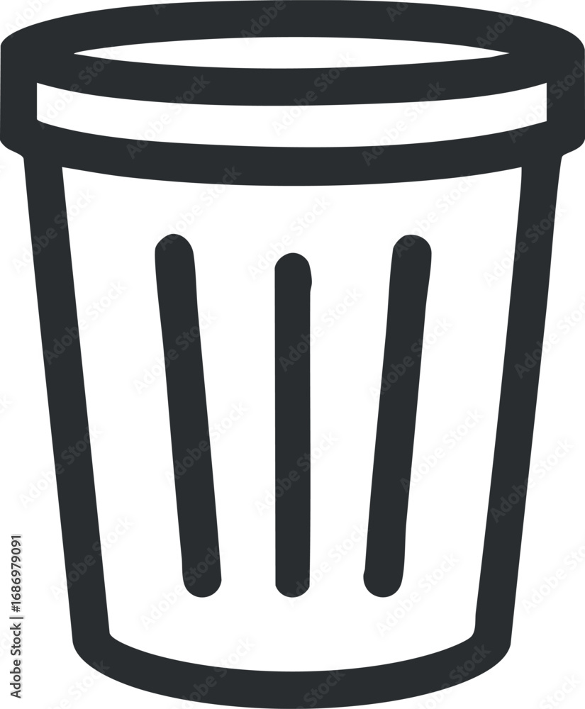 Poster simple black and white trash bin icon representing waste disposal and garbage container